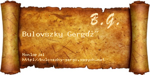Bulovszky Gergő névjegykártya